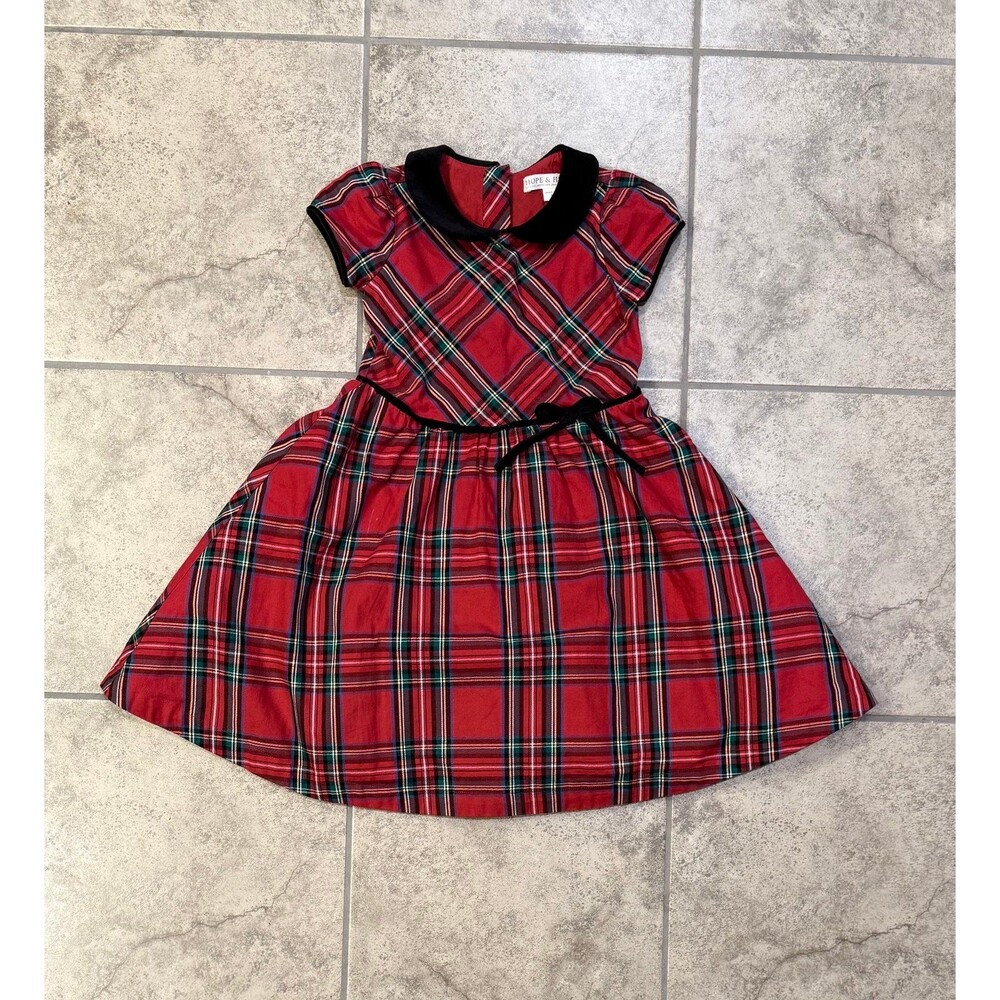 Hope & Henry red tartan plaid holiday dress Peter Pan collar